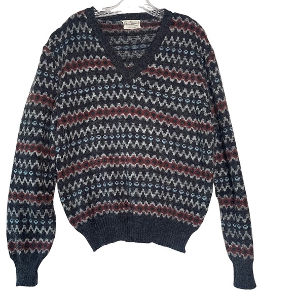 VTG Gian Marco di Signa Made in‎ Italy Mohair Blend Fair Isle Sweater M preppy